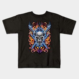 Steel and Fire Demon Skull Kids T-Shirt